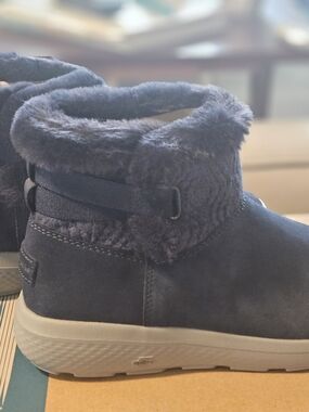 Skechers Navy Blue Faux Fur Ankle Booties